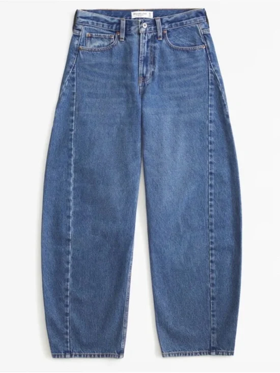 Abercrombie and Fitch The Barrel Jean Mid Rise Curve Love Size 32/14 S - Picture 8 of 11